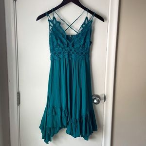 Free People Adella Slip Dress Teal